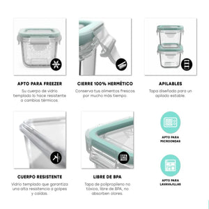 Set 3 Contenedores Hermeticos Allegra Recipiente De Vidrio