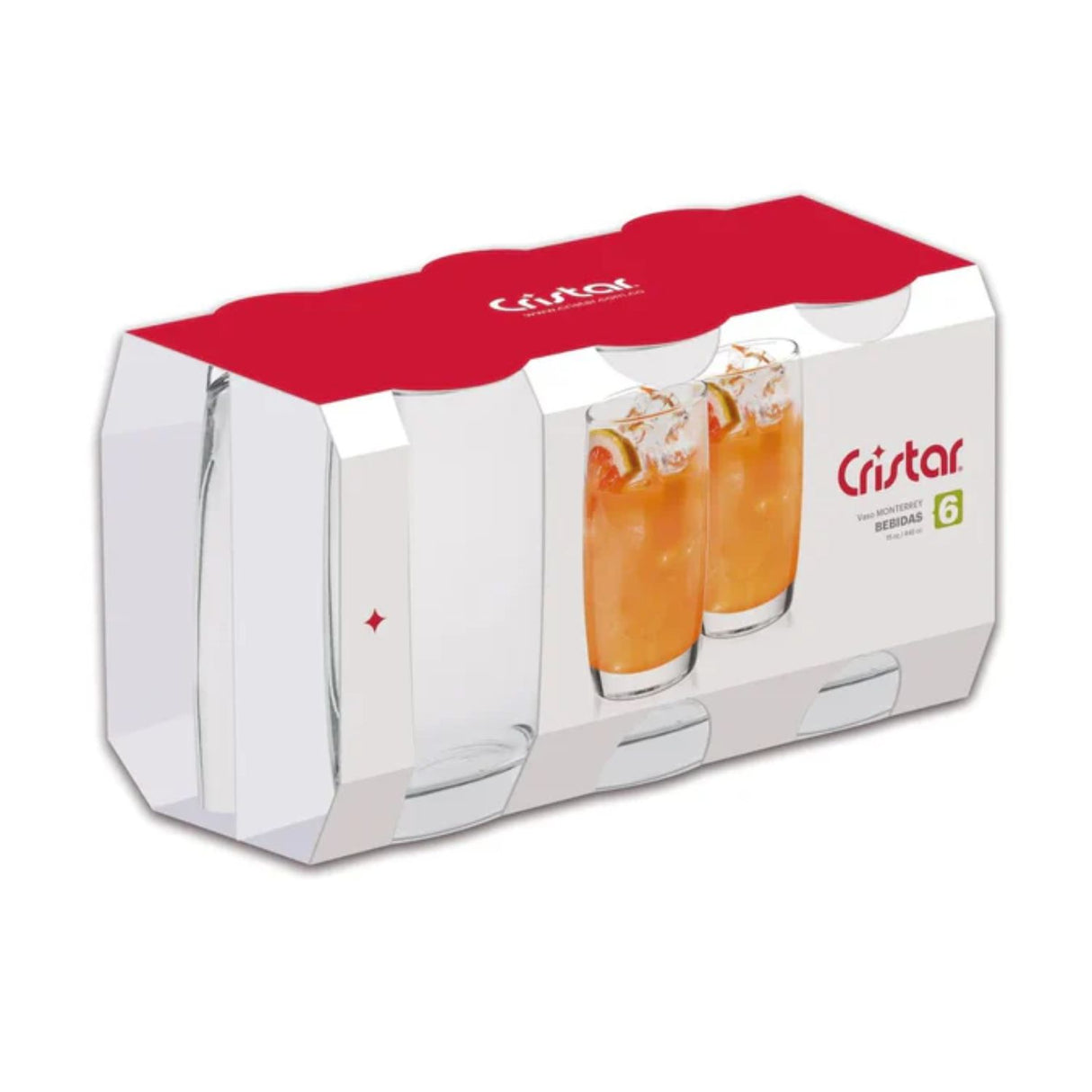 Set 6 Vasos Altos Modelo Monterrey Transparente De 445mL