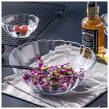 Bowl Bella Vidrio Templado Transparente 1 litro Marinex, ideal para ensaladas, postres y más. Resistente, apto para microondas y refrigerador.