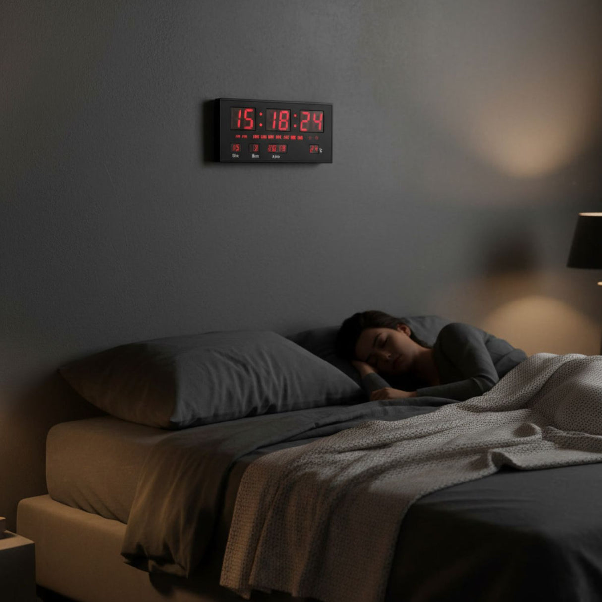 Reloj Digital Pared Luz Led Hora Fecha Temperatura 36x15cm | Disparo.cl