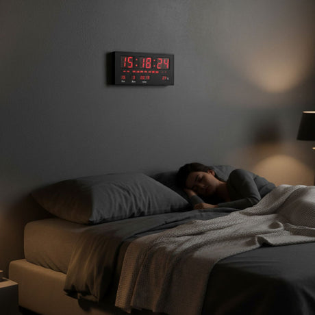 Reloj Digital Pared Luz Led Hora Fecha Temperatura 36x15cm | Disparo.cl