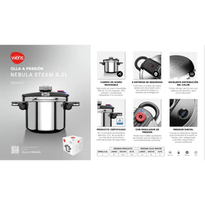 Olla A Presion 8L Nebula Steam Acero Inoxidable Wens Digital