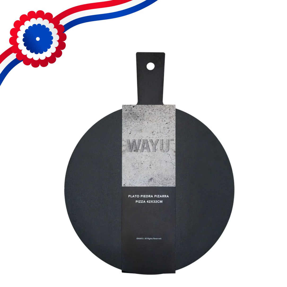 Plato Piedra Redondo de 42Cm con Mango Cocina Wayu