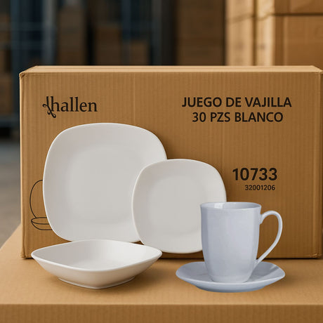 Juego De Vajilla 30 Piezas Porcelana 30 Piezas Blanco