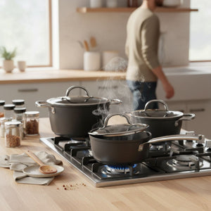 Batería Cocina 6 Piezas Aluminio Forjado Black Antiadherente Wens | Disparo.cl