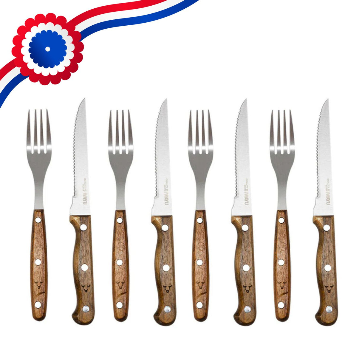 Set 8 Piezas Cuchillos Tenedores PRM Wayu Cocina Asados