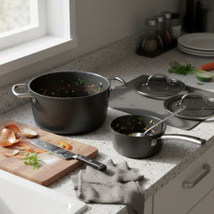 Batería Cocina 6 Piezas Aluminio Forjado Black Antiadherente Wens | Disparo.cl