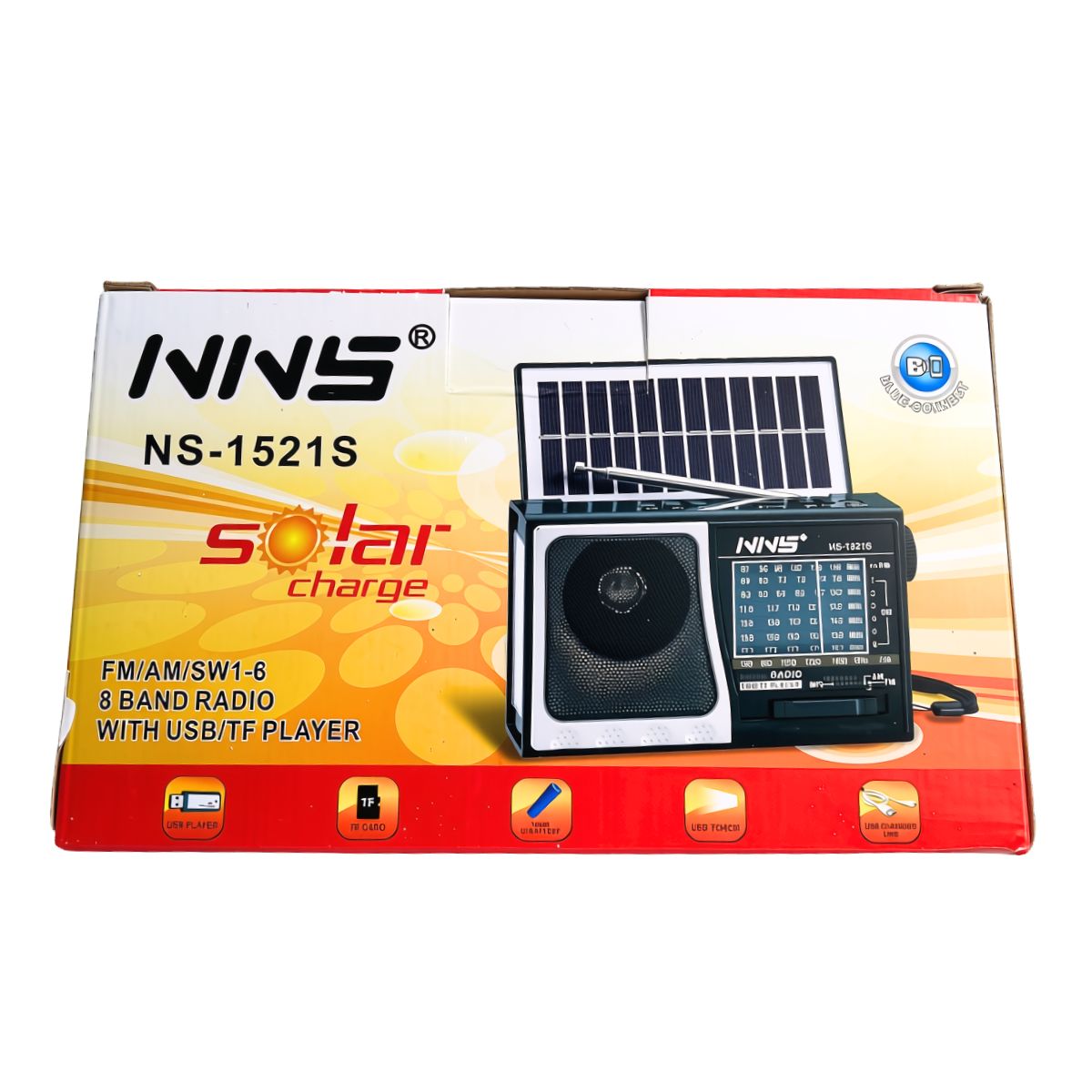 Radio Portatil Solar NNS NS-1521S Bluetooth USB TF Linterna