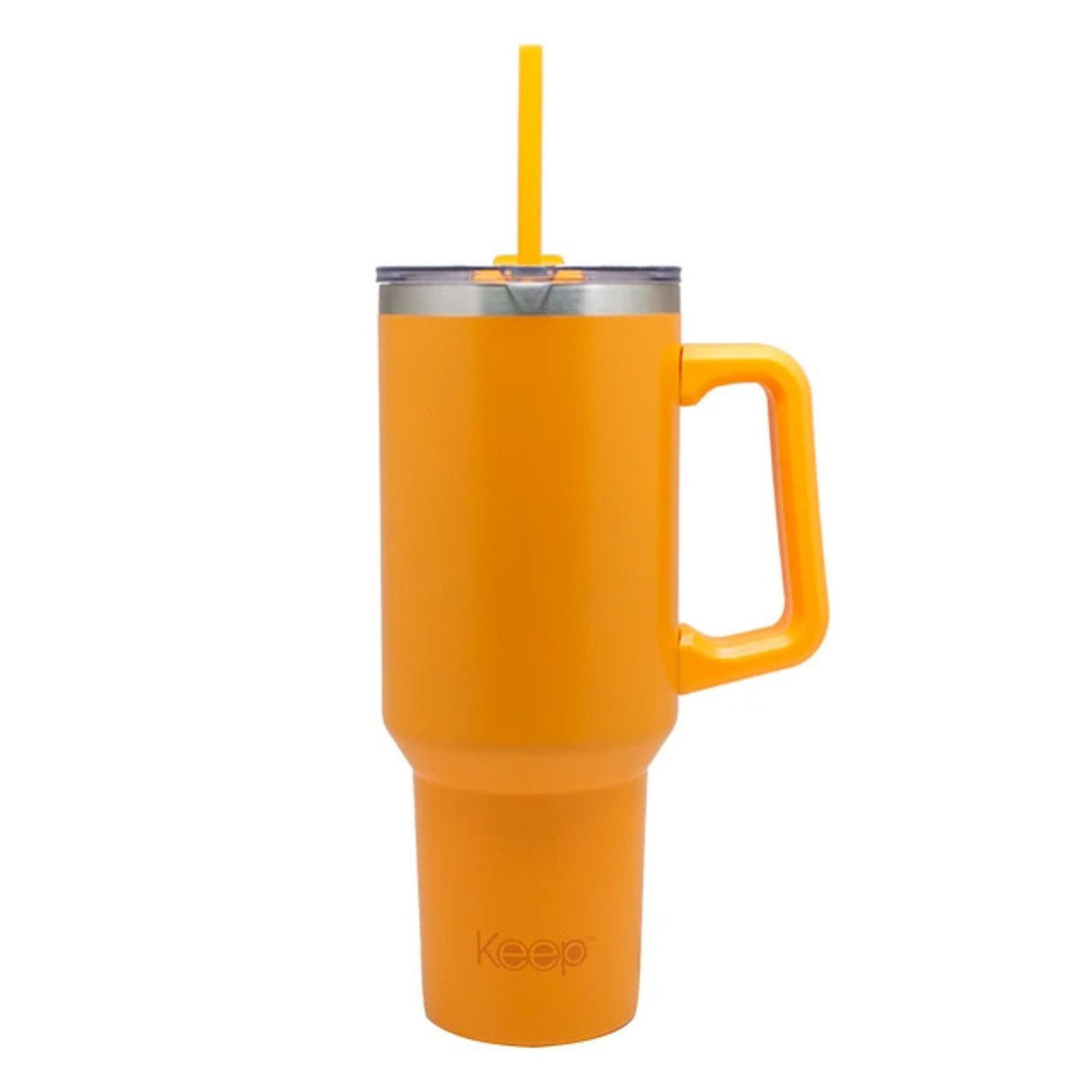 Vaso Mug Térmico Keep 1.1L Metálico Naranja Con Bombilla