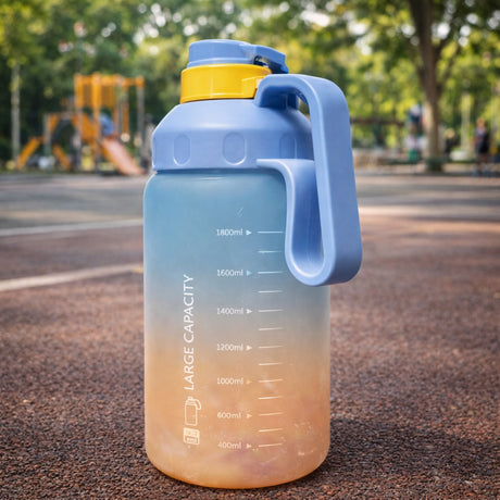 Botella Deportiva Degradé Celeste Naranja 1800 mL con Asa
