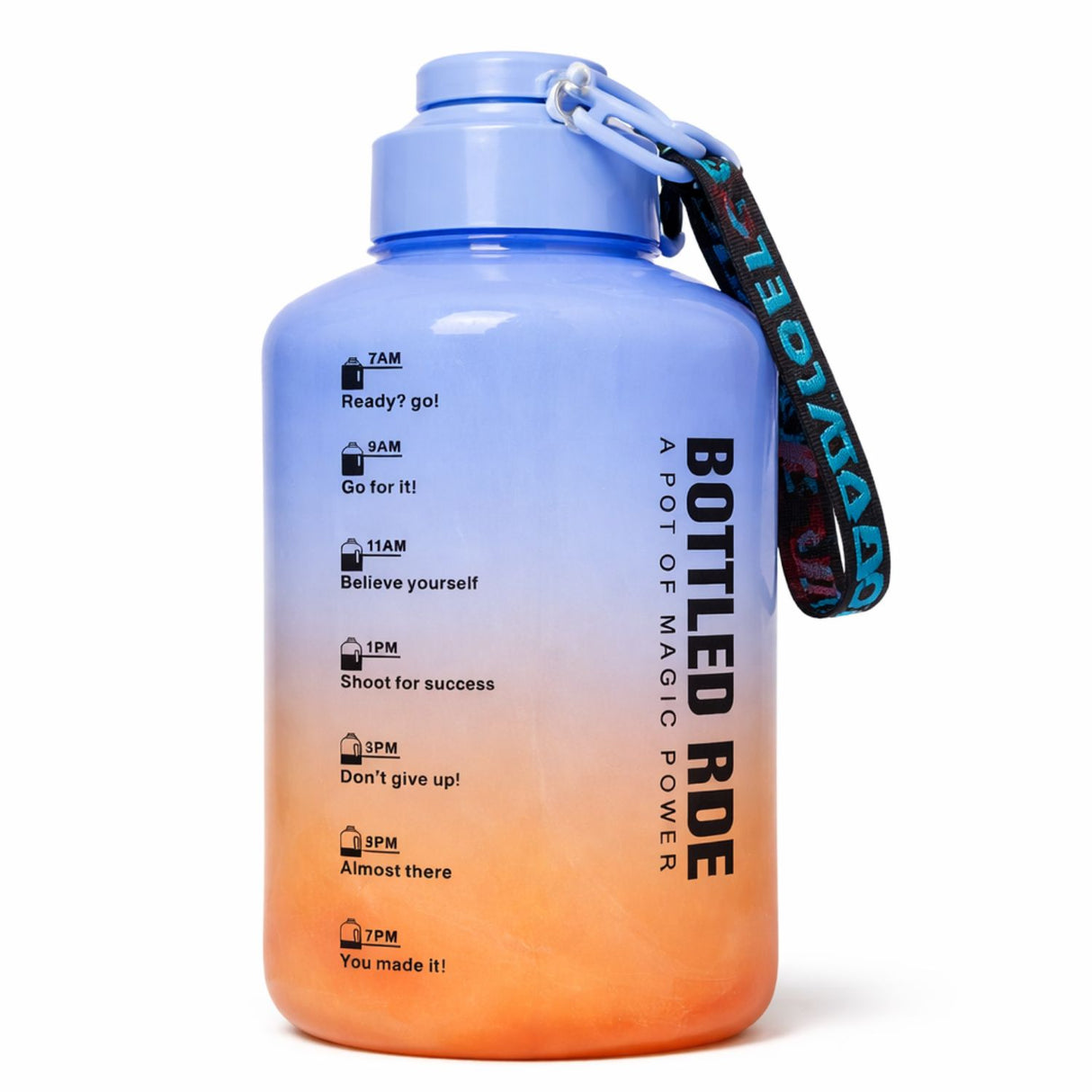 Botella Deportiva Motivacional Azul Naranja 2200 mL
