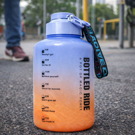 Botella Deportiva Motivacional Azul Naranja 2200 mL