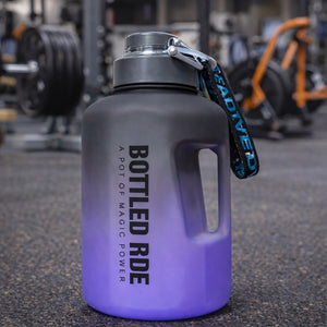 Botella Deportiva Motivacional Gris Morado 2200 mL con Asa