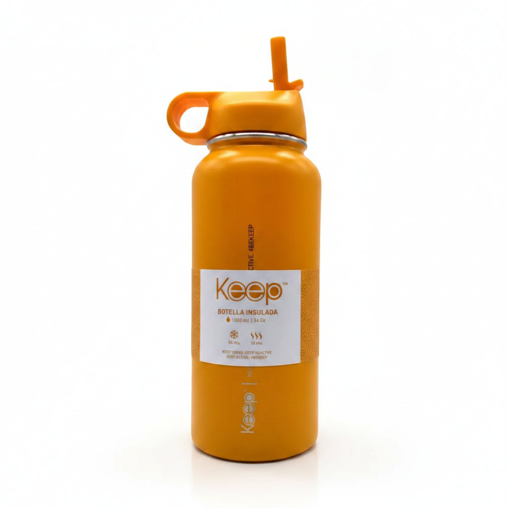 Botella Insulada Keep 1Litro Hidratacion Deporte Amarillo | Disparo.cl