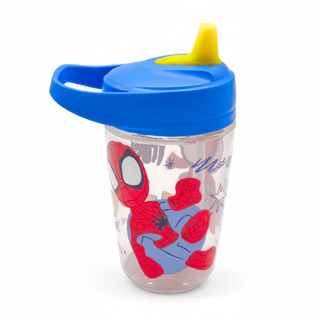Botella Spiderman Infantil 550ml Libre de BPA con Boquilla Fondo blanco de lado