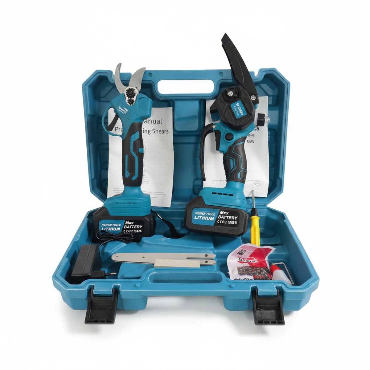 Kit Motosierra Podadora Batería 12cm Tasbel Turquesa