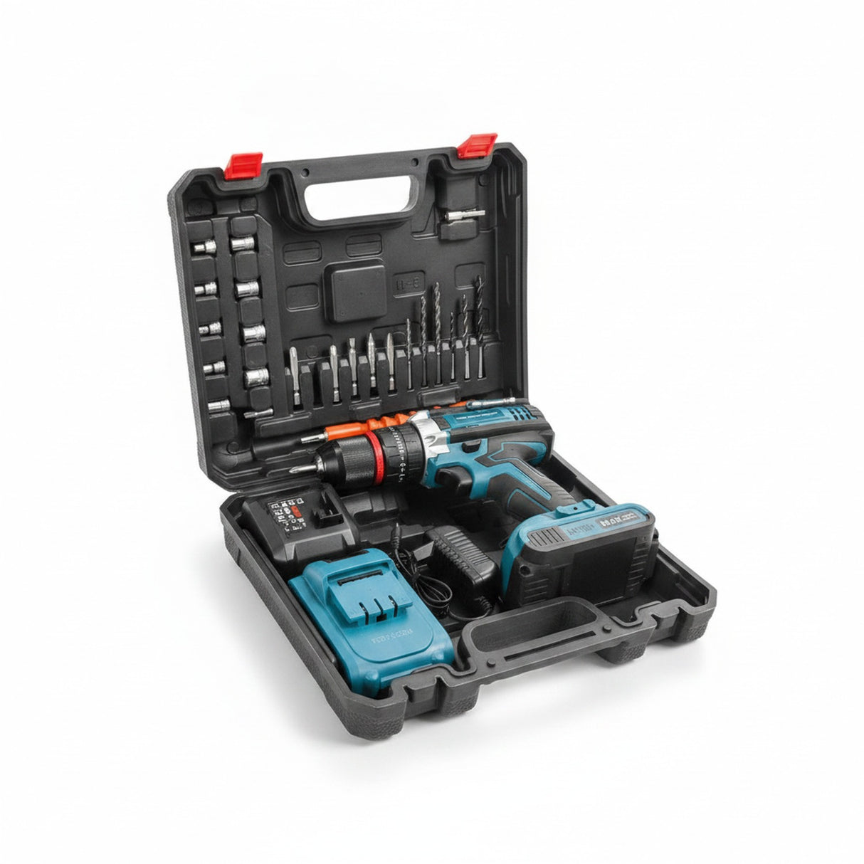 Taladro Inalámbrico Tasbel 2 Baterías Maleta 27 Piezas 13mm