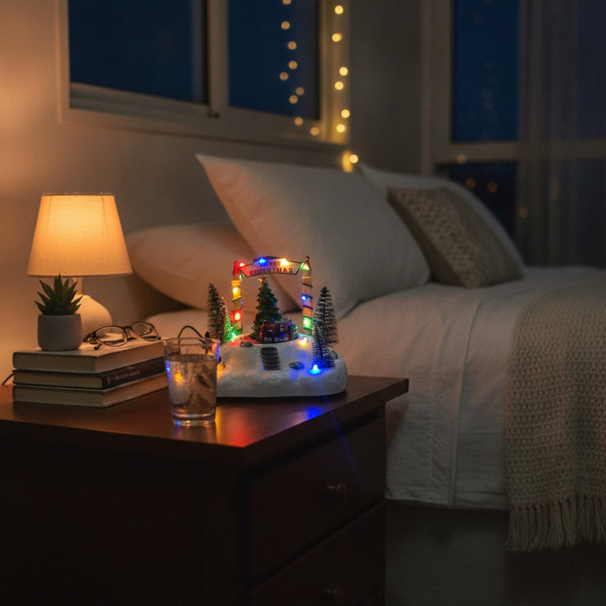 Adorno Navideño Carrusel Tren Led Melodía USB Pilas