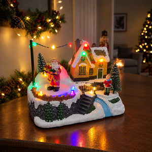 Casita Navideña Musical Viejito Pascuero LED 18cm