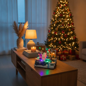 Casita Navideña Musical Viejito Pascuero LED 18cm