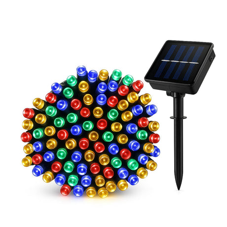 Luces Guirnalda Navidad Solar 100 Led RGB 10M Decoracion. Ilumina tus fiestas con estilo y sin costo de energía. ¡Compra ahora y transforma tu hogar!-1