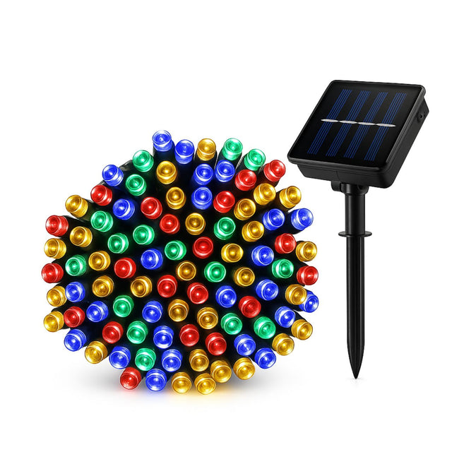 Luces Guirnalda Navidad Solar 100 Led RGB 10M Decoracion. Ilumina tus fiestas con estilo y sin costo de energía. ¡Compra ahora y transforma tu hogar!-1