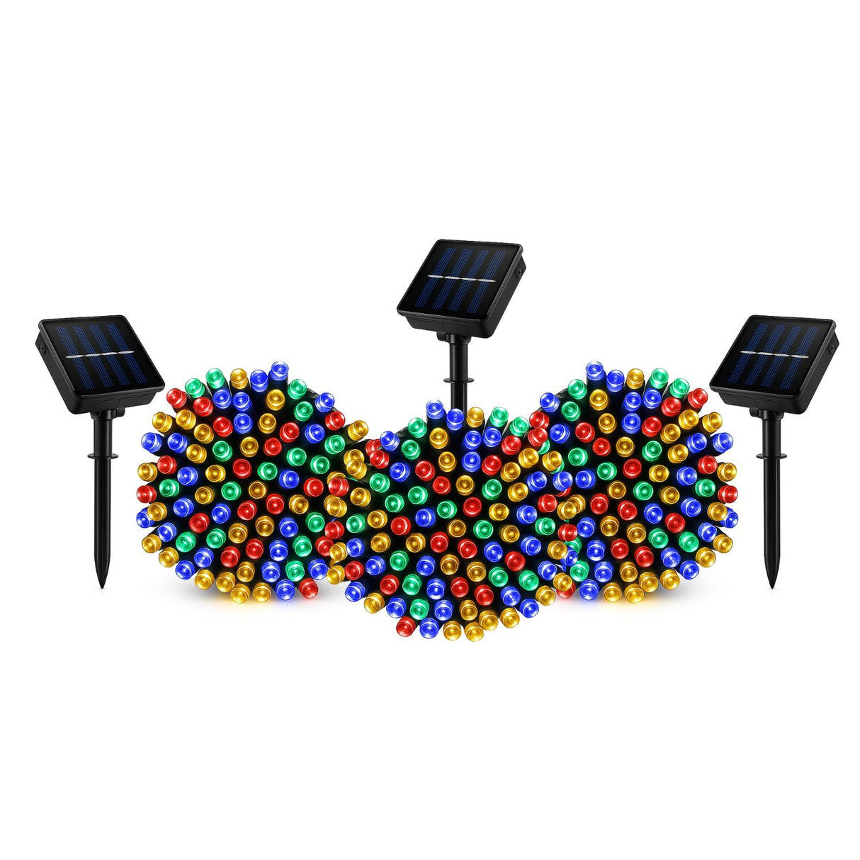 Set 3 Luces Guirnalda Navidad Solar 100 Led RGB 10M Hogar. Ilumina tu hogar con estilo y ahorra energía. ¡Compra ahora y transforma tu Navidad!-1