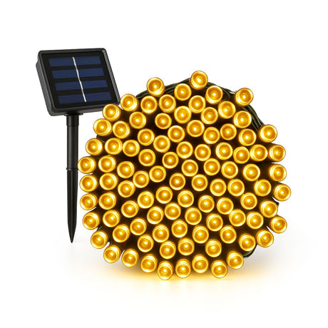 Luces Navideñas Solar Calidas 100 Led 10M Decoracion Navidad. Ilumina tu hogar de forma ecológica y festiva. ¡Compra ahora y celebra la magia!-1