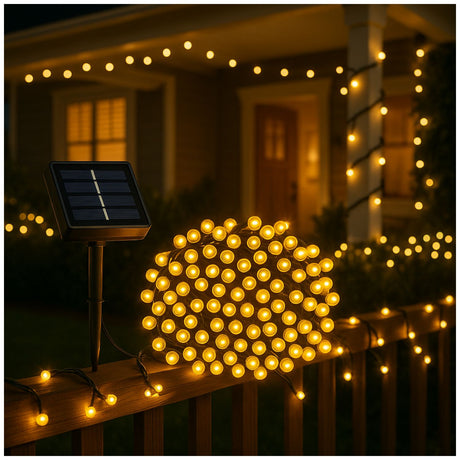 Set 3 Luces Navideñas Solar Calidas 100 Led 10M Decoracion. Ilumina tu hogar de forma ecológica y festiva. ¡Compra ahora y transforma tu Navidad!-2
