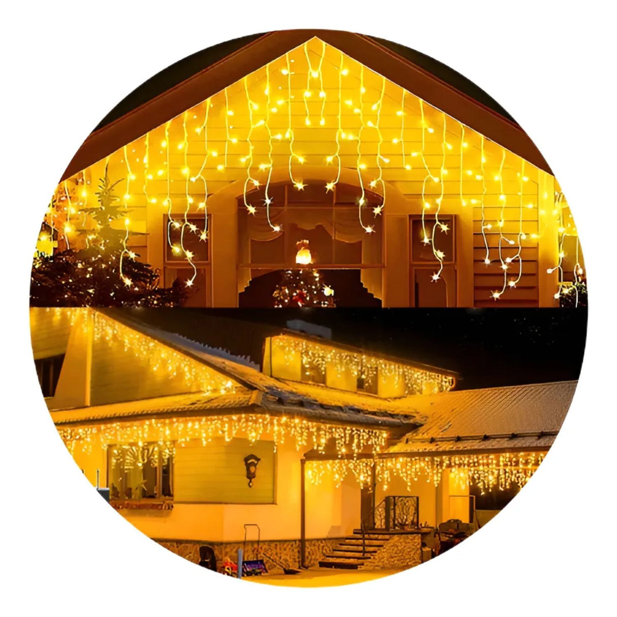 Luces Navidad Solar Cascada Calidas 360 Led 8M Decoracion. Ilumina tu hogar con estilo y ahorra energía. ¡Compra ahora y transforma tu Navidad!-1