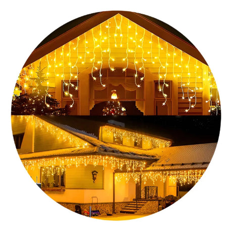 Set 3 Luces Navidad Solar Cascada Calidas 360 Led 8M Hogar. Ilumina tu hogar con estilo y ahorra energía. ¡Compra ahora y transforma tu Navidad!-1