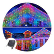 Luces Navidad Solar Cascada 144 Led 3M RGB Decoracion Hogar. Ilumina tu espacio con estilo y ahorra energía. ¡Compra ahora y transforma tu hogar!-1
