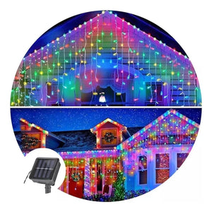 Set 3 Luces Navidad Solar Cascada 144 Led 3M RGB Decoracion. Ilumina tu hogar con estilo y ahorra energía. ¡Compra ahora y transforma tu Navidad!-1