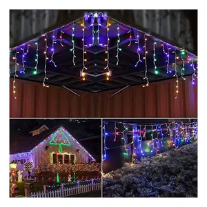 Set 3 Luces Navidad Solar Cascada 144 Led 3M RGB Decoracion. Ilumina tu hogar con estilo y ahorra energía. ¡Compra ahora y transforma tu Navidad!-4