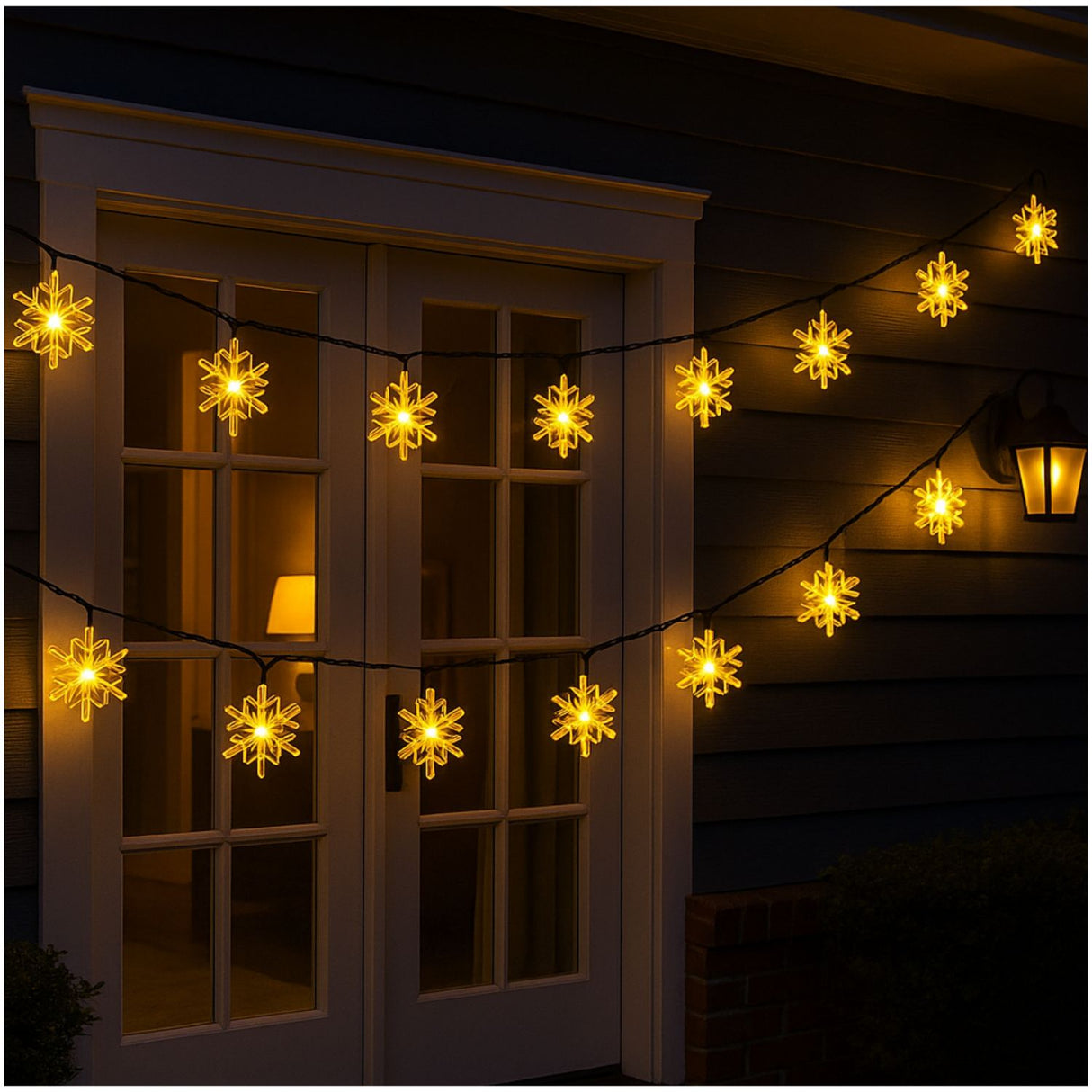 Set 3 Luces Navidad Led Copo Nieve Solar Calida Decoracion. Ilumina tu hogar con encanto navideño y ahorra energía. ¡Compra ahora y decora!-3