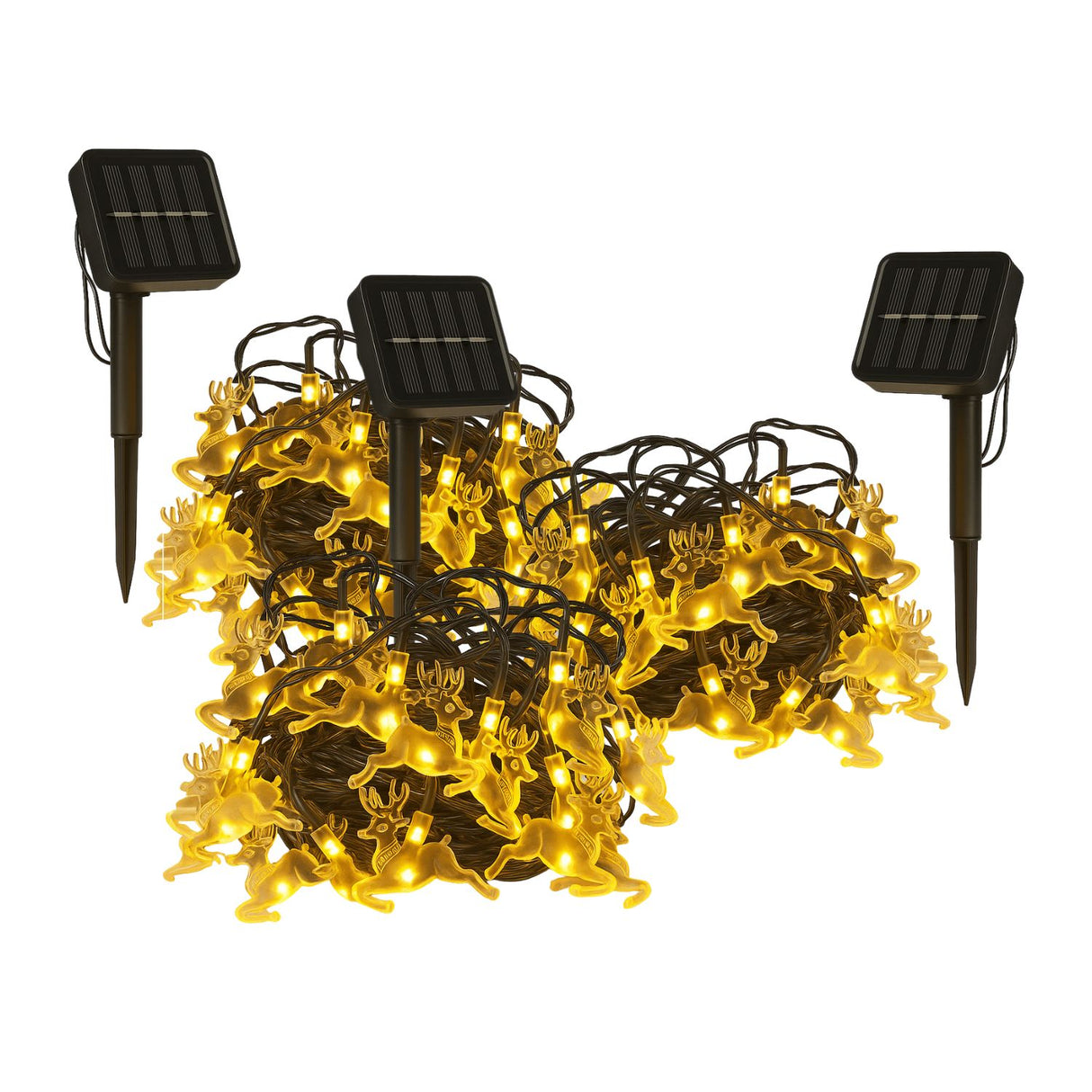 Set 3 Luces Navidad Led Reno Solar Calida Decoracion Hogar. Ilumina tu hogar con encanto navideño y ahorra energía. ¡Compra ahora y decora!-1