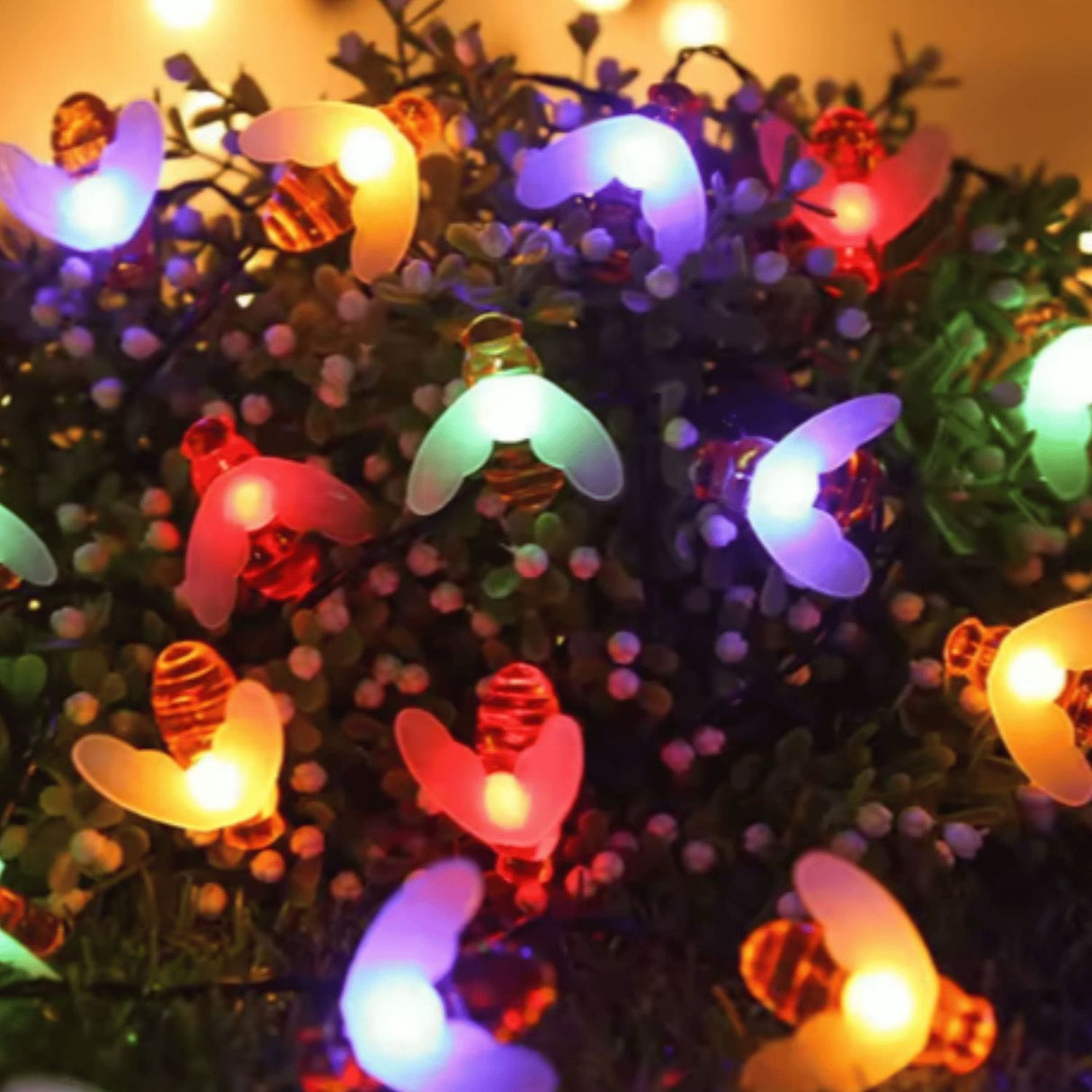 Luces Navidad Led Abeja Solar RGB Decoracion Jardin Hogar. Ilumina tu espacio con estilo y sostenibilidad. ¡Compra ahora y transforma tu hogar!-3