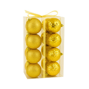 16 Esferas Navidad Bambalinas 8 Cm Dorado Navideñas Decorar. Perfectas para embellecer tu hogar estas fiestas. ¡Compra ahora y transforma tu decoración!-1