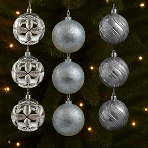 27 Esferas Navideñas Bambalina 5cm Plateado Decoracion. Perfectas para dar un toque elegante a tu árbol. ¡Compra ahora y decora con estilo!-2