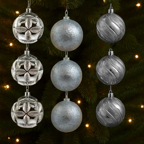 27 Esferas Navideñas Bambalina 5cm Plateado Decoracion. Perfectas para dar un toque elegante a tu árbol. ¡Compra ahora y decora con estilo!-2