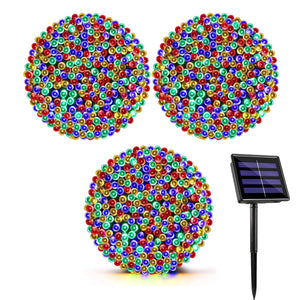 Set 3 Luces Guirnalda Navidad Solar 200 Led RGB 20M Hogar. Ilumina tu hogar con estilo y ahorra energía. ¡Compra ahora y transforma tu Navidad!-1