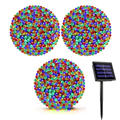 Set 3 Luces Guirnalda Navidad Solar 200 Led RGB 20M Hogar. Ilumina tu hogar con estilo y ahorra energía. ¡Compra ahora y transforma tu Navidad!-1