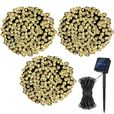 Set 3 Luces Guirnalda Navidad Solar 200 Led Calida 20M Hogar. Ilumina tu hogar con estilo y ahorra energía. ¡Compra ahora y transforma tu Navidad!-1