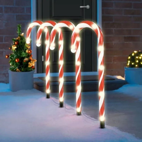 Set 10 Luces Navidad Bastones Led Estaca Solar Decorativas. Ilumina tu hogar con estilo y ahorra energía. ¡Compra ahora y transforma tu decoración!-2