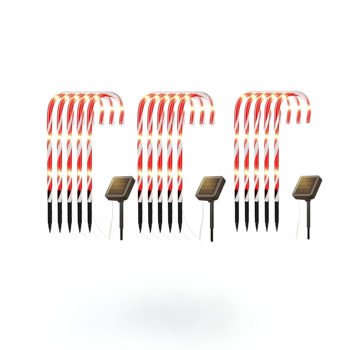 Set 15 Luces Navidad Bastones Led Estaca Solar Decorativas. Ilumina tu hogar con estilo y ahorra energía. ¡Compra ahora y transforma tu Navidad!-1