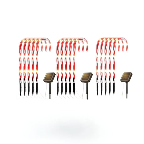 Set 15 Luces Navidad Bastones Led Estaca Solar Decorativas. Ilumina tu hogar con estilo y ahorra energía. ¡Compra ahora y transforma tu Navidad!-1
