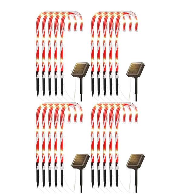 Set 20 Luces Navidad Bastones Led Estaca Solar Decorativas. Ilumina tu hogar con estilo y ahorra energía. ¡Compra ahora y transforma tu decoración!-1