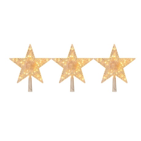 Set 3 Estrellas Punta Arbol Calida Navidad A Pila Decoracion. Ilumina tu árbol con estilo y calidez. ¡Compra ahora y transforma tu Navidad!-1