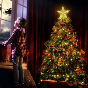 Set 3 Estrellas Punta Arbol Calida Navidad A Pila Decoracion. Ilumina tu árbol con estilo y calidez. ¡Compra ahora y transforma tu Navidad!-2