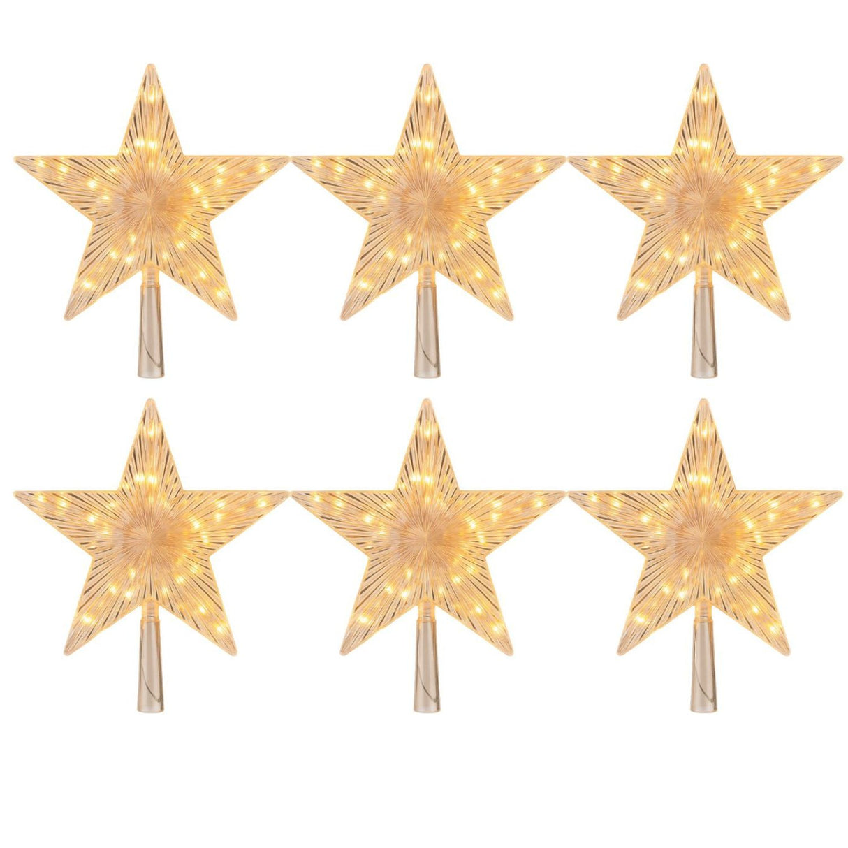 Set 6 Estrellas Punta Arbol Calida Navidad A Pila Decoracion. Ilumina tu hogar con un toque festivo y acogedor. ¡Compra ahora y celebra la Navidad!-1